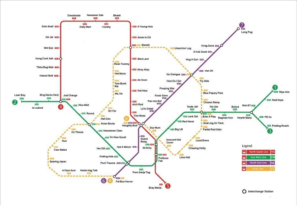 Singapur mrt jaam kaart