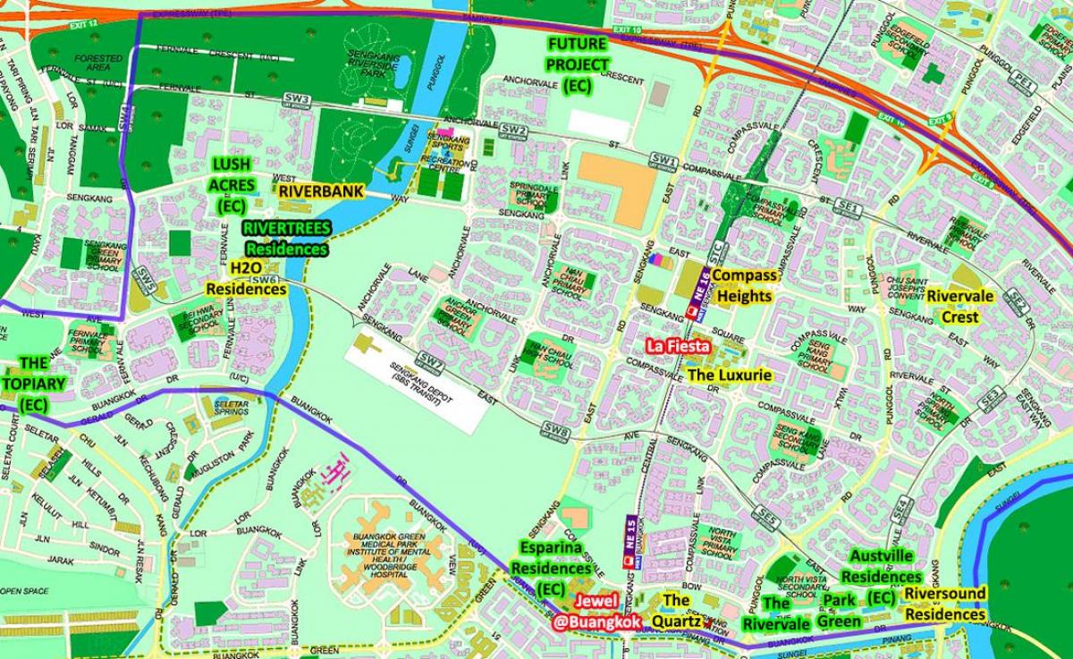 kaart Sengkang Singapur