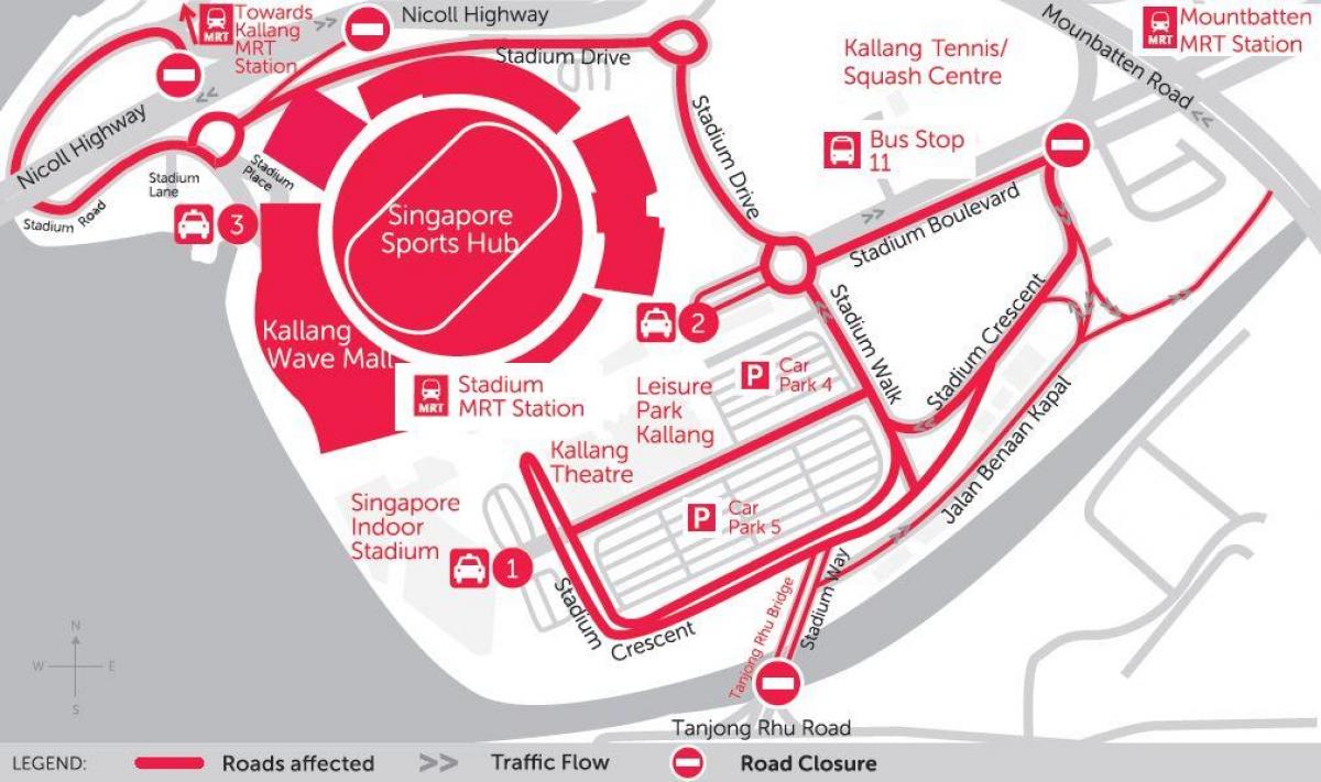 kaart Singapur sport hub