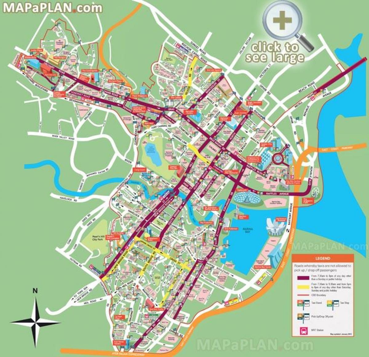 Singapur turistide laigud kaardil
